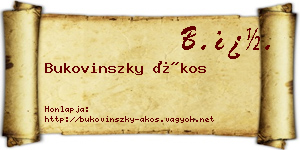 Bukovinszky Ákos névjegykártya